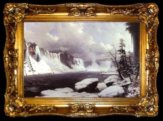 framed  Hyppolyte Victor Sebron Winter at Niagara Falls, ta009-2